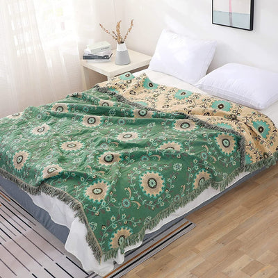 4 Layers Retro Throw Blanket Bed Sofa Cover - Boho Throw Blankets