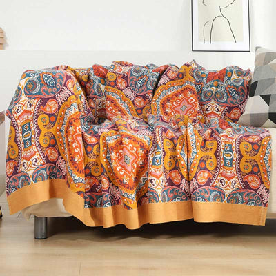 5 Layers Cotton Reversible Throw Blanket Bed Sofa Cover - Boho Throw Blankets